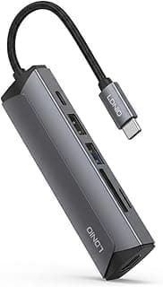 موزع منافذ تايب سي 6 في 1 يدعم 4K وشحن سريع PD 100W - منفذ HDMI وUSB 3.0 وقارئ بطاقات - كابل بطول 17سم - موديل DS-56H