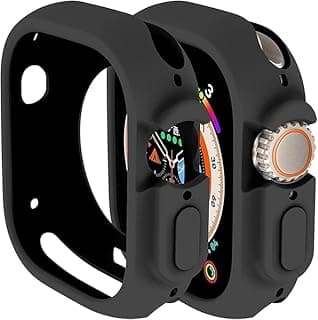 Fekra Compatible Apple Watch 45mm Case, Slim TPU Bumper Cover Anti-Scratch Protective Case Cover for Apple Watch Series 7 8 9 45mm Case (Black, 49mm)