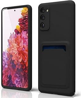 جراب سيليكون ناعم مع حامل كروت متوافق مع سامسونج Galaxy Note 10، جراب محفظة بتصميم عصري ناعم (أسود)