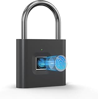 قفل ذكي ببصمة الإصبع محمول بدون مفتاح مع شحن USB - قفل باب مضاد للسرقة بفتح سريع (أسود)