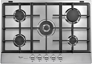 Premium 75cm Built-In Gas Hob, 5 Burners, Stainless Steel, Cast Iron Grates, Auto-Ignition, Exlium Series AKR 348/IXL