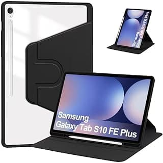 جراب لجهاز سامسونج Galaxy Tab S10 FE+/S10 FE Plus، جراب PC يدور 360 درجة مع مكان للقلم، خفيف الوزن، مقاوم للخدش، لون أسود لجهاز Galaxy Tab S10 FE Plus مقاس 13.1 بوصة 2025