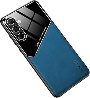 Luxury Case For Samsung Galaxy A56, Ultra-Thin Soft TPU Frame, Back Leather Mixed Double+Plexiglass Protective Cover With Built-in Car Magnetic (Blue)