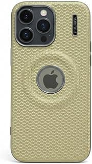 جراب كربون فايبر متوافق مع ابل iPhone 13 Pro Max، حماية شاملة، يدعم الشحن، تصميم نحيف ومتين، طبقة مقاومة للخدش (ذهبي)