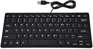 كيبورد سلكية صغيرة رفيعة للغاية بمنفذ USB مكونة من 78 مفتاحًا للكمبيوتر المكتبي واللاب توب (اسود)