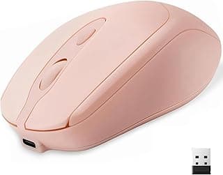 M256 Dual Mode Wireless Mouse – Bluetooth 5.2 & 2.4GHz Silent Ergonomic Mouse, Rechargeable USB-C, Adjustable 1600 DPI, Portable for Laptop, PC & MacBook, Pink