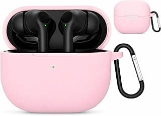 Compatible with Oraimo SpaceBuds Z Case Cover, Soft Silicone Shockproof Protective Case Wireless Earbuds with Carabiner, Front LED Visible (Pink)
