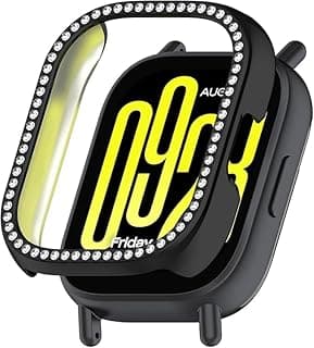 Compatible with Redmi Watch 5 Active Protective Case - PC Bling Shiny Protective Case Cover Shell Compatible with Redmi Watch 5 Active(Black)