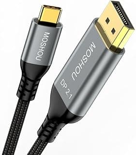 كابل USB C إلى DisplayPort 2.1 [16K@30Hz,8K@60Hz,4K@144Hz/120Hz] كابل 8K Type C إلى DP 2.1 [40Gbps, Thunderbolt 4/3] متوافق مع ماك بوك Pro/Air، ايباد Pro، سامسونج Galaxy S22، Surface Book 2