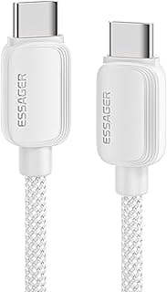 A02 5A 100W USB-C Fast Charging Cable – Type C to Type C – PD3.0/QC3.0 – Nylon Braided – for iPhone, Samsung, Huawei, Xiaomi, Redme, MacBooks, Matebooks and laptops (White, 2 Meters)