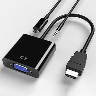 محول HDMI VGA 1080P، محول HDMI الى VGA مع مقبس صوت 3.5 ملم ومصدر طاقة USB للكمبيوتر واللابتوب واجهزة العرض HD وغيرها