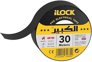 شريط لاصق عازل للكهرباء من اي لوك، 30 م، أسود