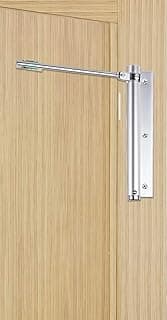 Downtown Adjustable Automatic Door Closer, Silver Spring-Loaded Closer for Left and Right Opening Doors, Easy Installation Hardware for Residential and Commercial Door Control