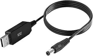 USB Power Cable DC 5V to 12V USB Power Supply Cable with DC 5.5 x 2.1mm Plug for LED Light Fan, Router, Charging Adapter, (1M) for Charging Adapter Power Bank Speaker Router