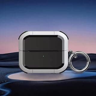 جراب حماية Fekra Armor لسامسونج Galaxy Buds 3 Pro/Buds 3 مضاد للصدمات لكامل الجسم مع ميدالية (أبيض)