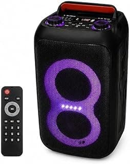PLATINUM AH-6100 Professional Battery Speaker System, Dual 6.5" Portable Bluetooth Speaker, 30W RMS Power, Music Spectrum LED Light, Black