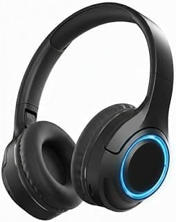 Wireless Bluetooth Headphone - with RGB lighting LED - Over Ear Stereo Music Headset with Memory Card Support, Gaming Headphones -with Built-in Microphone SD-1010 - هيدفون - هدفون (Black)