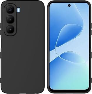 جراب سيليكون متوافق مع Infinix Hot 60 / Hot 60i، ملمس ناعم، حماية كاملة للكاميرا، جراب مقاوم للصدمات مع بطانة داخلية، أسود