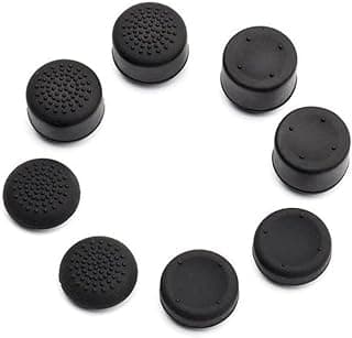 8 Pcs Thumb Grips Cap for for PS5, PS4, PS3, Switch Pro, Xbox one, Xbox 360, Wii U, PS2 Controller, Analog Controller Raised Antislip Stick Thumbstick Joystick Cover - Black