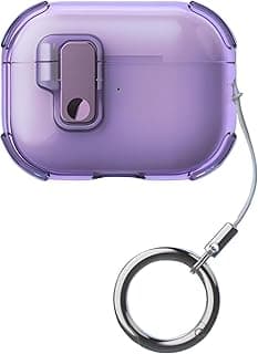 Eco Case Compatible with AirPods pro 2 Case (2022/2023) Cover Automatic Switch Lock, Clip AirPods pro 2 Generation cover 2022/2023 Men Women, Protective Hard Shell with Carabiner (Clear Purple)