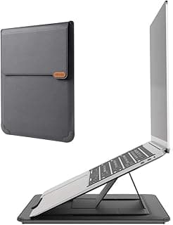 16.1 inch Laptop Bag Sleeve with Stand Function 3 in 1 for MacBook Pro 16 inch case Chromebook Laptop Carry Bag Protective case Waterproof Handbag for MacBook HP Asus Lenovo Acer (Grey)