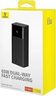 باسيوس باور بانك 65 واط 30000mAh | شحن سريع PD 3.0 وQC 4.0 | شحن متعدد الاجهزة USB-C | شاشة LCD | شاحن محمول عالي السعة لابل ماك بوك اير وبرو وايباد 13 انش 12.9 انش ايفون