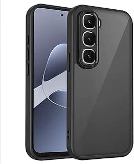 جراب متوافق مع Infinix Hot 60 Pro PLUS، هجين خفيف الوزن PC و TPU، مقاوم للصدمات مع حماية للكاميرا، أسود