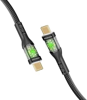 كابل USB-C الى USB-C، كابل تايب سي بريميوم 60 وات مع غلاف شفاف، مزامنة بيانات 480Mbps وسلك مجدول نايلون 120 سم للموبايل والايباد، TransLine-CC-BLACK