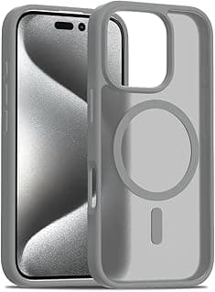 Rugged Case for iPhone 13 6.1 Inch, Shockproof, Slim Fit Translucent Matte Back, Supports Wireless Charging, Anti-Scratch Anti-Fingerprint Protective Cover (Grey)
