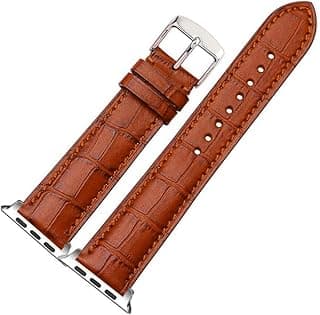 Leather Strap Compatible With Apple Watch Series 10 | Ultra 2 | 8 Ultra | 9 | 8 | 7 | 6, 49/46/45/44/42mm, Premium Leather Replacement Smartwatch Wristband Strap For Women Men- Brown