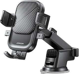 JR‑OK6 Car Phone Holder, Adjustable Dashboard & Windshield Mount with 360° Rotation, Universal Grip for 4.5–6.8″ Smartphones – Black