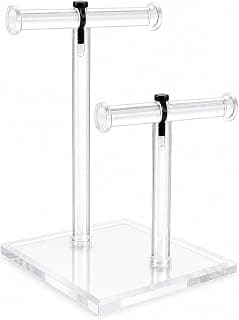 Jewelry Display Stand 2-Tier T-Bar, 2-Tier Bracelet Holder for Watches, Bangles, Bracelets & Hair Accessories, Transparent Jewelry ablicable for bazars, jewelry shops, dressers.