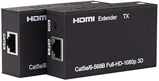 European regulations-Single Cat 5E / 6 AWG26 HDMI extender up to 196 feet (60M) supports Full HD 1080P 1080i HDCP EDID HDMI Expansion Adapter Transmitter and Receiver