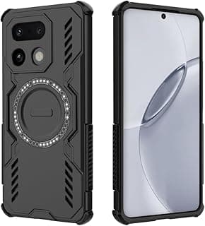 جراب حماية متين Wing Shield متوافق مع Realme 16 Pro+ 5G – غطاء حماية ضد الصدمات مع قاعدة مغناطيسية للسيارة وتصميم لتشتيت الحرارة (أسود)