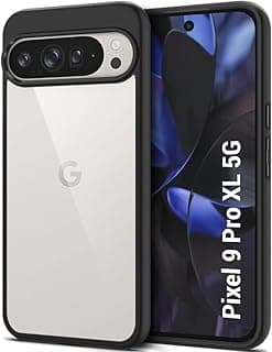Ultra Hybrid Shockproof Back Case Cover Compatible with Google Pixel 9 Pro XL | Camera Protection Bump | Hard Back Case for Google Pixel 9 Pro XL (PC & TPU, Crystal Clear Back, Black Sides)