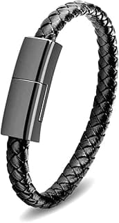كابل شحن قصير USB C الى USB C، سوار شحن محمول، كابل بيانات جلدي مجدول، 7.87 بوصة، كابل طوارئ لهواوي، سامسونج، ال جي، اندرويد