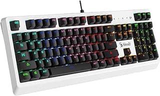 كيبورد جيمنج بلودي B810RC RGB - سويتش بصري أزرق - استجابة سريعة بدون تأخير - غطاء مغناطيسي قابل للفصل (أبيض)
