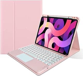 Keyboard Case for iPad A16 2025 (11th Gen, 11")/ iPad 10th Generation 2022 10.9 inch Case with Touchpad Detachable Keyboard Round Key Slim Folio Smart Cover (Light Pink)