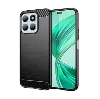 جراب TPU ألياف كربون مضاد للبصمات ومضاد للصدمات لهاتف Honor X8c (أسود)