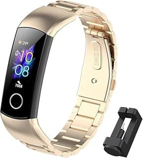 استيك ساعة معدني ستانلس ستيل BDIG متوافق مع Honor Band 5/4 سوار بديل قابل للتعديل - ذهبي وردي