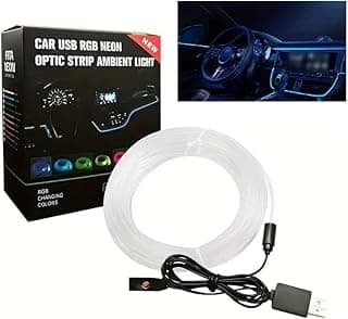 LED Car Interior Light Strip RGB Neon Strip Interior Atmosphere Modification Fiber Optic Light Bar Computer Desk Living Room USB 7 Color (2M)