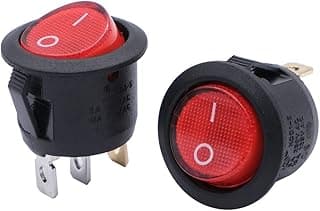 Round Rocker Switch ON-OFF With Lamp (Red) 3Pin (KCD1-T125)