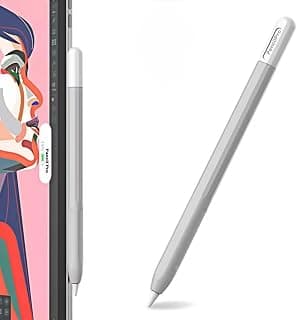 Fekra Soft Silicone Case for Apple Pencil Pro, Protective Sleeve Holder Grip and Nib Cover Accessories Kit Compatible with Apple Pencil Pro (white grey)