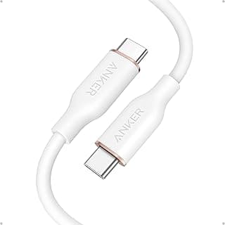 كابل USB C، كابل Flow نوع C، شحن سريع لايفون 17، ماك بوك برو 2020، والمزيد (USB 2.0) (240W، أبيض، 3 قدم)
