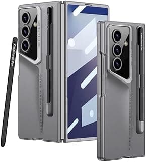 جراب GKK فاخر لهاتف سامسونج Galaxy Z Fold 7 5G مع قلم Stylus + زجاج مقسى، غطاء هاتف رفيع لهاتف Z Fold7 (رمادي، سامسونج Galaxy Z Fold7)
