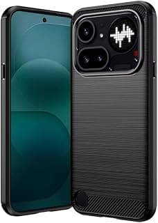 جراب كربون فايبر TPU مضاد للبصمات ومضاد للصدمات متوافق مع Nothing 4a Pro (أسود، 4A Pro)