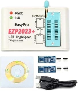 مبرمج مع مجموعة مكونات إلكترونية EZP2023، بمنفذ USB 2.0 بسرعة 12 ميجابت/ثانية، تدعم شرائح بيوس وأنواع ايبروم 24 و25 و93 وذاكرة فلاش 25