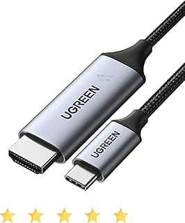 كابل USB نوع سي 3.2 الجيل الأول إلى HDMI 2.0 4K 60 هرتز UHD مع دعم ثاندربولت 3 للجوال والتابلت واللاب توب والشاشات من يوجرين (1.5 متر)