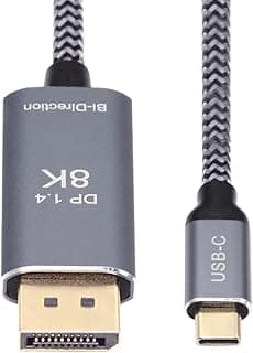 كابل محول قابل للعكس من ديسبلاي بورت إلى USB-C لنقل الفيديو عالي الدقة 8K لتوصيل أجهزة اللاب توب أو أجهزة المصدر المزودة بديسبلاي بورت إلى شاشات أو تلفزيون HD عبر منفذ USB-C 3.1 طول 1.8 متر من شيواي