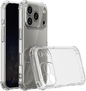 جراب iPhone 17 Pro شفاف [مضاد للصدمات] [حماية بمعايير عسكرية] زوايا معززة، جراب TPU مرن ونحيف، شفاف كريستالي